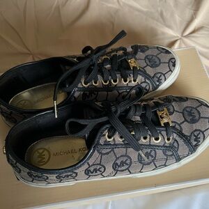 Michael Kors Monogram Sneakers Black Gold
